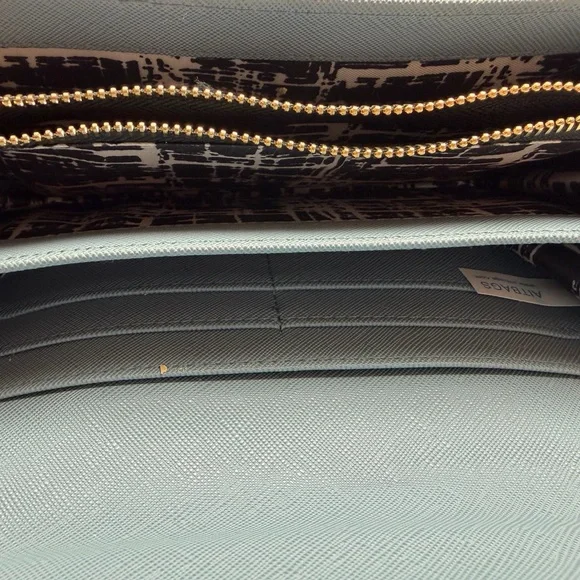 Saffiano Light Blue Crossbody Bag with Gold Chain Strap - Picture 4 of 10